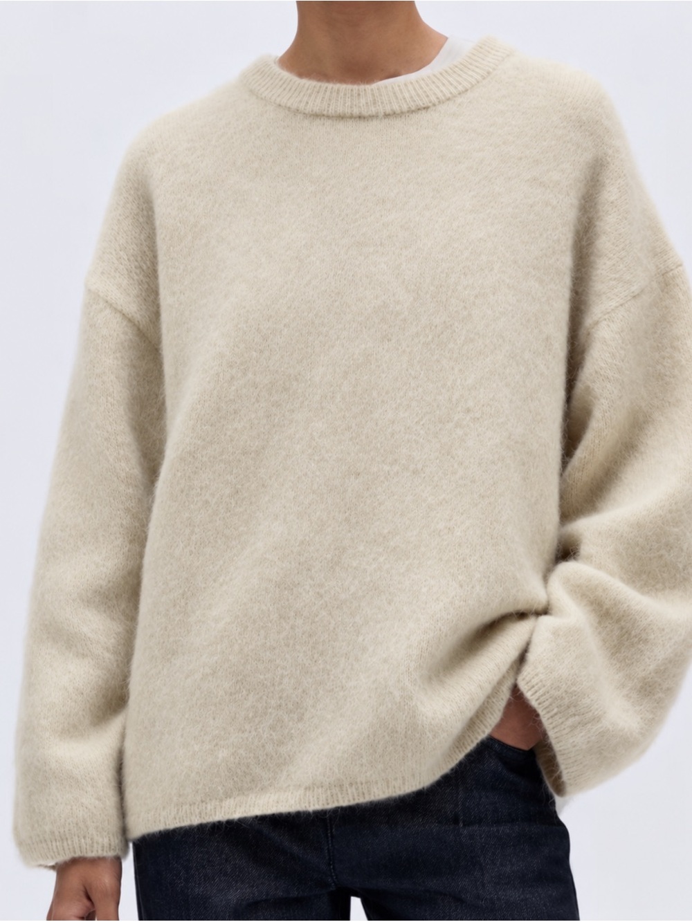 H&M Edition NWT Ivory Mohair Wool Blend Oversized Sweater XL